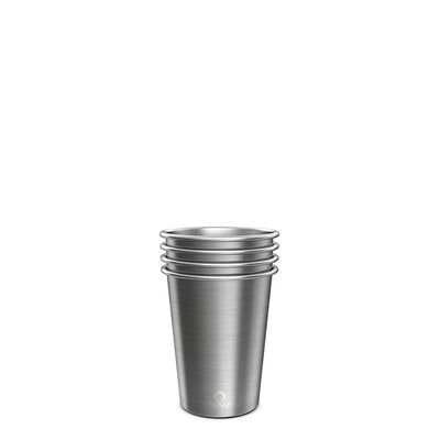Bevu® FIESTA Steel Cups (4) Silver 355ml / 12oz. Bea - bevulife.com
