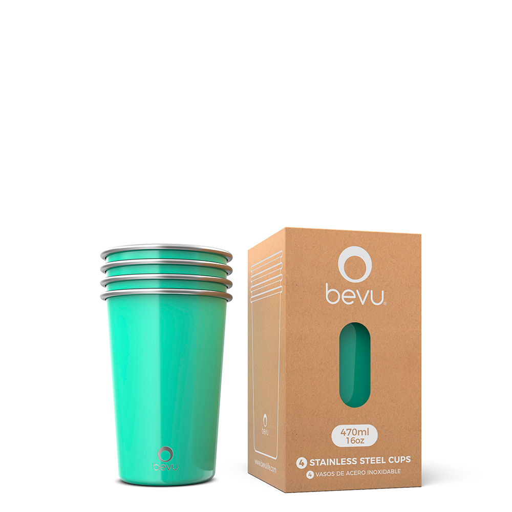 Image of Bevu® FIESTA Cups (4) 470ml / 16oz by Bevu Life, showcasing their modern design and generous capacity for enjoying your favorite drinks. Perfect for festive gatherings and joyful moments with friends and family.